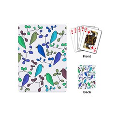 Birds And Flowers - Blue Playing Cards (mini) 