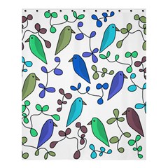 Birds And Flowers - Blue Shower Curtain 60  X 72  (medium) 