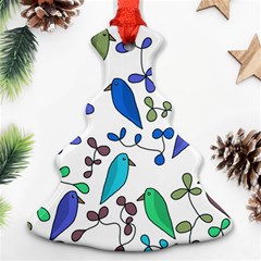 Birds And Flowers - Blue Ornament (christmas Tree)