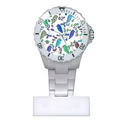 Birds And Flowers - Blue Plastic Nurses Watch