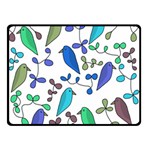 Birds and flowers - blue Double Sided Fleece Blanket (Small)  45 x34  Blanket Front