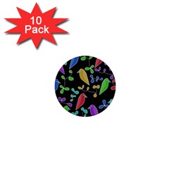 Birds And Flowers 2 1  Mini Buttons (10 Pack) 