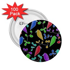 Birds And Flowers 2 2 25  Buttons (100 Pack) 