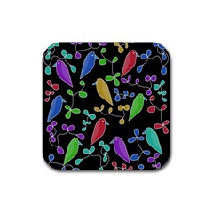 Birds And Flowers 2 Rubber Coaster (square) 