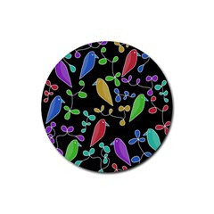 Birds And Flowers 2 Rubber Round Coaster (4 Pack) 