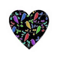 Birds And Flowers 2 Heart Magnet by Valentinaart