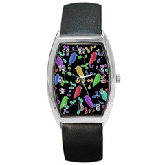 Birds And Flowers 2 Barrel Style Metal Watch