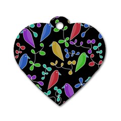 Birds And Flowers 2 Dog Tag Heart (two Sides)