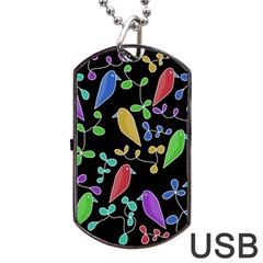 Birds And Flowers 2 Dog Tag Usb Flash (two Sides) 