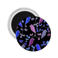 Flowers And Birds - Blue And Purple 2 25  Magnets