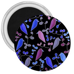 Flowers And Birds - Blue And Purple 3  Magnets by Valentinaart