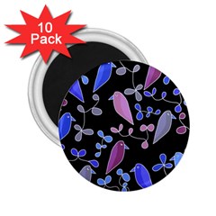 Flowers And Birds - Blue And Purple 2 25  Magnets (10 Pack) 