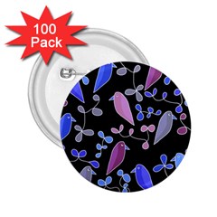 Flowers And Birds - Blue And Purple 2 25  Buttons (100 Pack) 