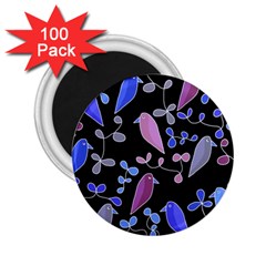 Flowers And Birds - Blue And Purple 2 25  Magnets (100 Pack) 