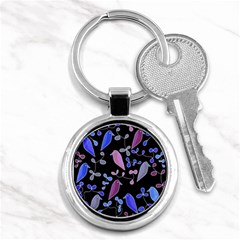 Flowers And Birds - Blue And Purple Key Chains (round) 