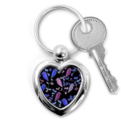 Flowers And Birds - Blue And Purple Key Chains (heart) 