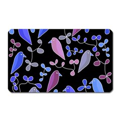 Flowers And Birds - Blue And Purple Magnet (rectangular) by Valentinaart