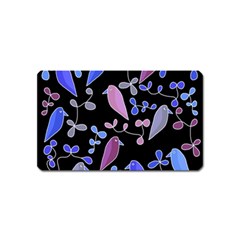 Flowers And Birds - Blue And Purple Magnet (name Card)