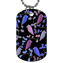 Flowers And Birds - Blue And Purple Dog Tag (one Side) by Valentinaart