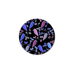 Flowers And Birds - Blue And Purple Golf Ball Marker