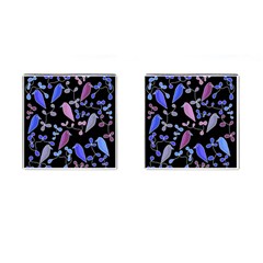 Flowers And Birds - Blue And Purple Cufflinks (square) by Valentinaart