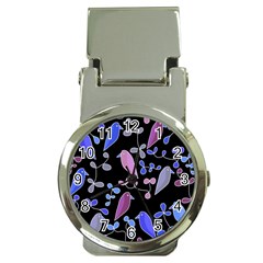 Flowers And Birds - Blue And Purple Money Clip Watches