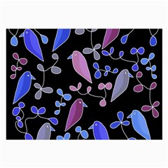 Flowers And Birds - Blue And Purple Large Glasses Cloth