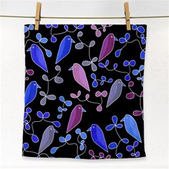 Flowers And Birds - Blue And Purple Face Towel