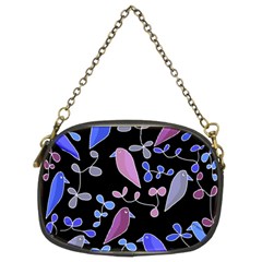 Flowers And Birds - Blue And Purple Chain Purses (two Sides) 