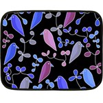 Flowers and birds - blue and purple Fleece Blanket (Mini) 35 x27  Blanket