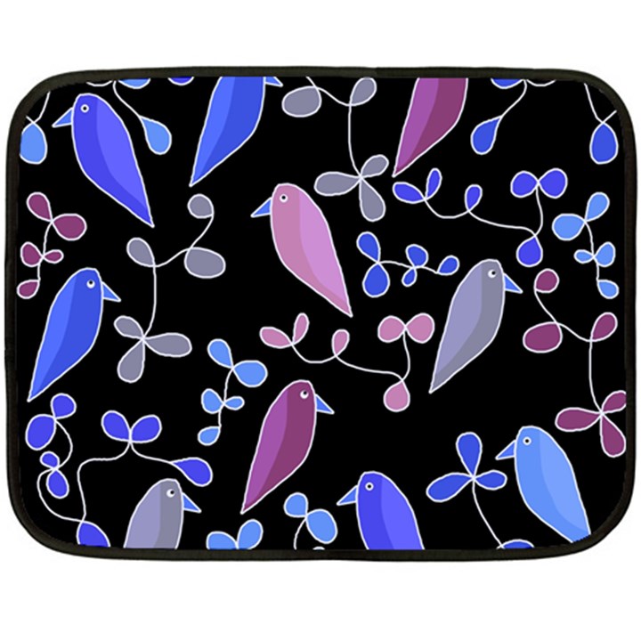 Flowers and birds - blue and purple Fleece Blanket (Mini)