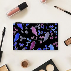 Flowers And Birds - Blue And Purple Cosmetic Bag (small)  by Valentinaart