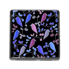 Flowers And Birds - Blue And Purple Memory Card Reader (square)