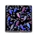 Flowers and birds - blue and purple Memory Card Reader (Square) Front