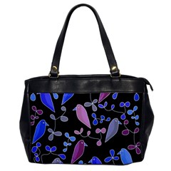 Flowers And Birds - Blue And Purple Office Handbags by Valentinaart