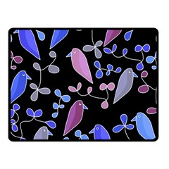 Flowers And Birds - Blue And Purple Fleece Blanket (small) by Valentinaart