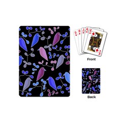 Flowers And Birds - Blue And Purple Playing Cards (mini)  by Valentinaart