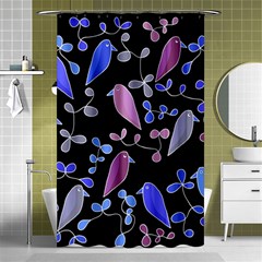 Flowers And Birds - Blue And Purple Shower Curtain 48  X 72  (small) 