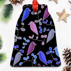 Flowers And Birds - Blue And Purple Bell Ornament (2 Sides)