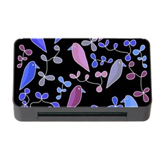 Flowers And Birds - Blue And Purple Memory Card Reader With Cf