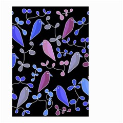 Flowers And Birds - Blue And Purple Small Garden Flag (two Sides)