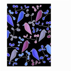 Flowers And Birds - Blue And Purple Large Garden Flag (two Sides)