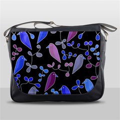 Flowers And Birds - Blue And Purple Messenger Bags