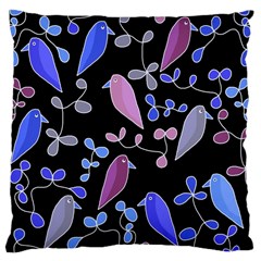 Flowers And Birds - Blue And Purple Large Cushion Case (one Side)