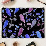 Flowers and birds - blue and purple Cosmetic Bag (XXXL)  Front