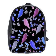 Flowers And Birds - Blue And Purple School Bags (xl) 