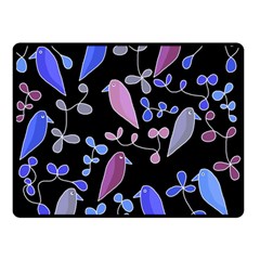 Flowers And Birds - Blue And Purple Double Sided Fleece Blanket (small) 