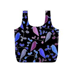 Flowers And Birds - Blue And Purple Full Print Recycle Bags (s) 