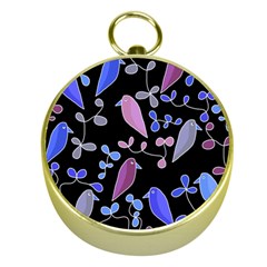 Flowers And Birds - Blue And Purple Gold Compasses