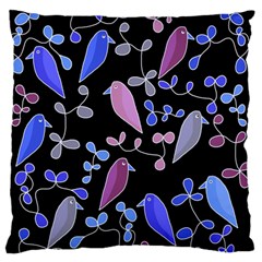 Flowers And Birds - Blue And Purple Standard Flano Cushion Case (one Side)